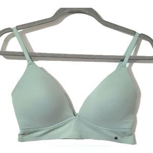 LUCKY BRAND Wire-Free Bra Size 36C Soft Sage Green Brushed Bonded Comfort Lounge